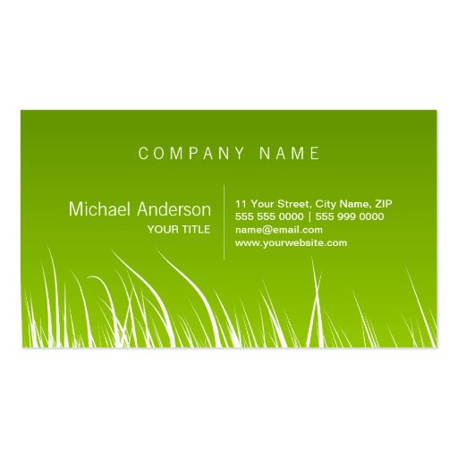 Green Grass business card (front side)