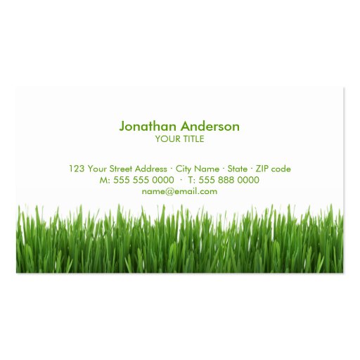 Green Grass business card Zazzle