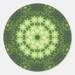 Green Grass Digital Mandala Round Stickers