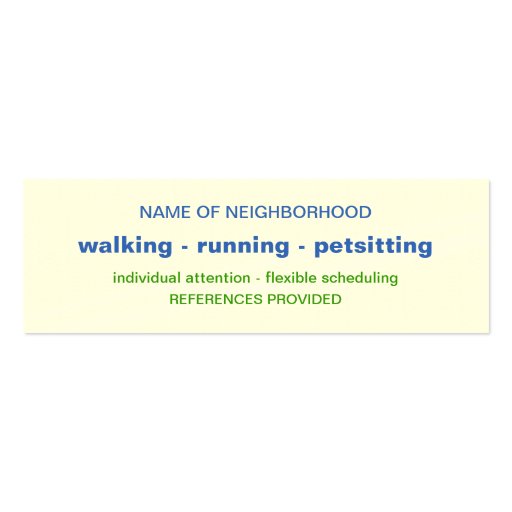 Green Grass Dog Walker Business Card Template (back side)