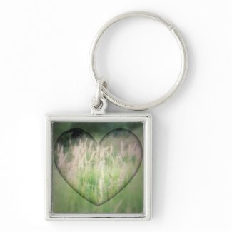 Green Grass Heart Keychain