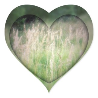 Green Grass Heart Stickers