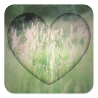 Green Grass Heart Stickers