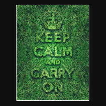 Green grass keep calm and carry on postcards