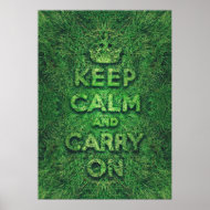 Green grass keep calm and carry on poster