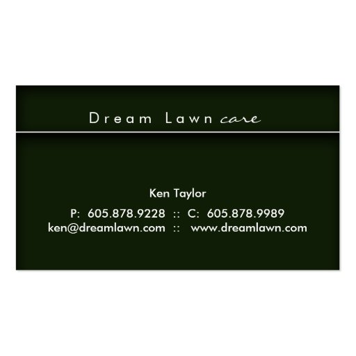 Green grass lawn care home Business Card (back side)