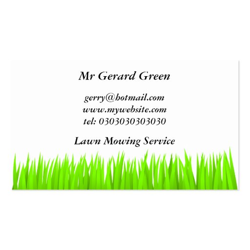 Green Grass, Lawn Mowing Service Business Card (front side)