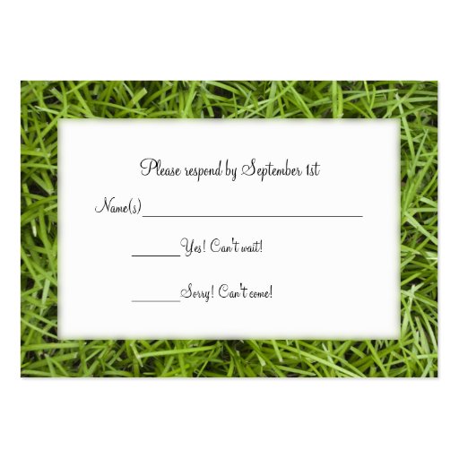 Green Grass Wedding Response Card Business Card Templates (front side)