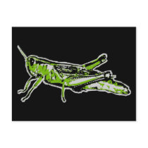 Green Grasshopper Retro Graphic Post Card