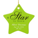 Green gray a star is born baby name announcement ornament