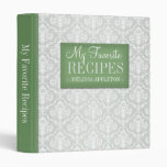 Green & Gray Damask 1" Recipe Binder