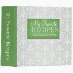 Green & Gray Damask 2" Recipe Binder