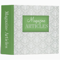 Green & Gray Damask Magazine Articles 2" Binder