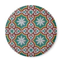 Green Gray Maroon Spanish Tile magnets by JuJuGarden Green Gray Maroon Spanish Tile magnets