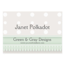 Green & Gray Polka Dot Business Cards