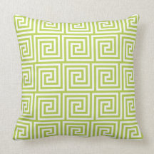Green Greek Key Throw Pillow