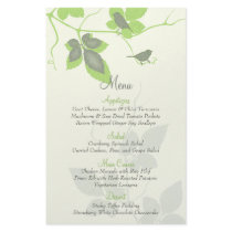 Green Grey Birds and Leaves Wedding Menu Card Personalized Flyer