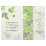 Green Grey Birds and Vines Wedding Program flyers