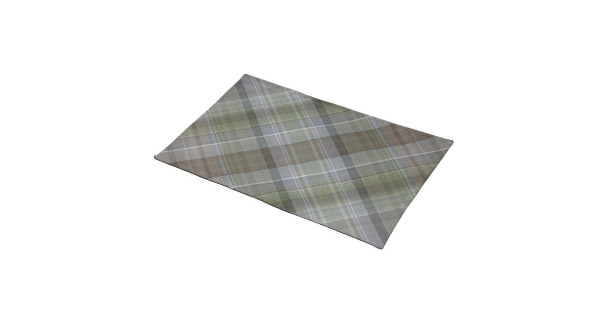 Green grey brown plaid pattern placemat Zazzle