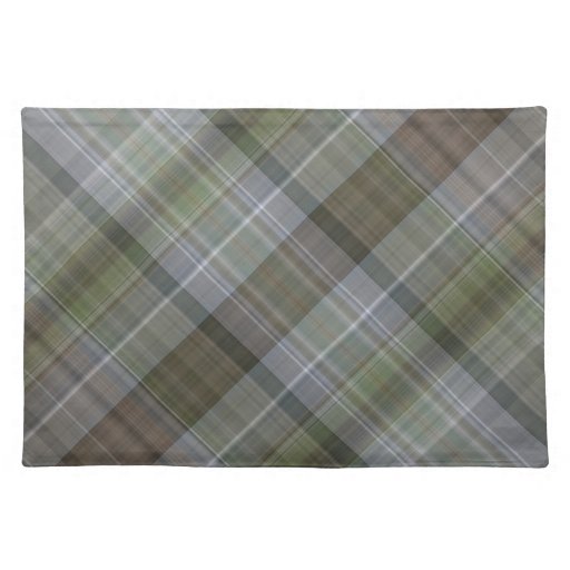 Green grey brown plaid pattern placemat Zazzle