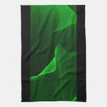 Green Grid Wave kitchen tea towel