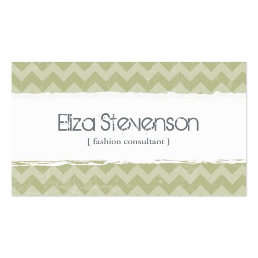 Green Grunge Chevron Consultant Business Card (front side)