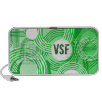 Green Grunge Circles Monogrammed Doodle Speaker speakers