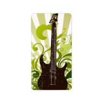 Green Grunge Guitar Personalized Address Label