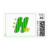 green H monogram postage by DonnaGrayson green H monogram postage
