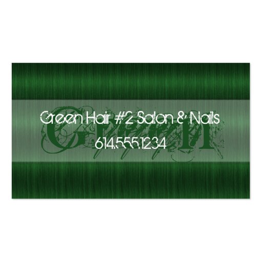Green Hair D2 Salon Beautician Business Cards (front side)