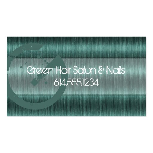 Green Hair Salon Stylist Beautician Business Cards (front side)