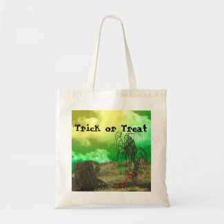 Green Halloween Trick or Treat Tote Bag