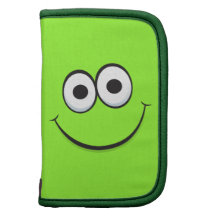 Green happy cartoon smiley face funny folio case planners