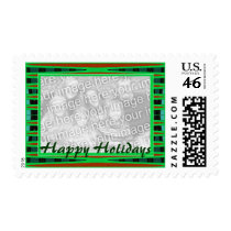 green Happy Holidays  frame postage
