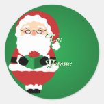 Green Happy Santa Christmas Tags Sticker