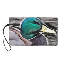 green headed duck  painting wristlet clutches