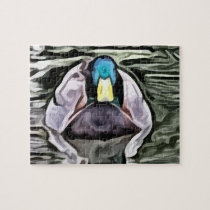 green headed duck swimming painting puzzles