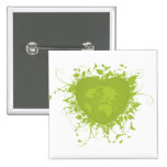 Green Heart and Earth Pinback Button