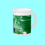 Green Heart and Flowers Fractal pitchers