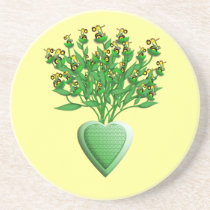 Green Heart Bouquet Tractor Coaster