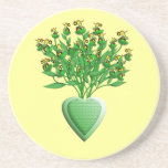 Green Heart Bouquet Tractor Coaster