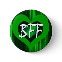 GREEN HEART PINBACK BUTTON