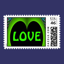 Green Heart Love Postage Stamp