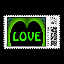 Green Heart Love Postage Stamp