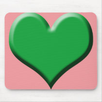 Green Heart Pink Mouse Pad mousepads by livegreendesigns Green Heart Pink Mouse Pad mousepads
