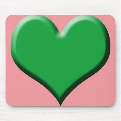 Green Heart Pink Mouse Pad by livegreendesigns