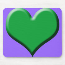 Green Heart Purple Mouse Pad mousepads