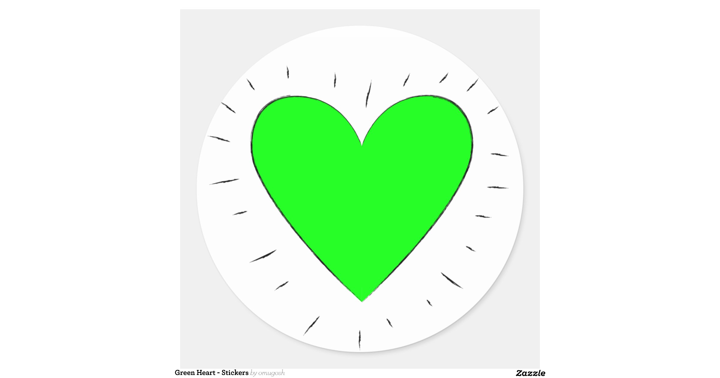 Green Heart Stickers Zazzle
