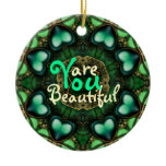 Green Hearts : You are Beautiful Awesome Ornament