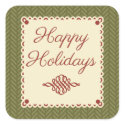 Green Herringbone Happy Holidays Sticker